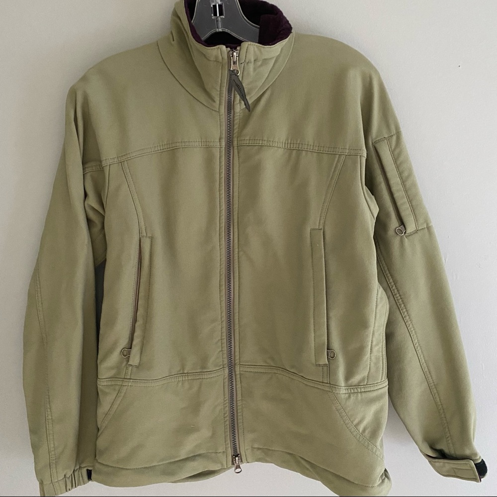 IBEX Jacket Climawool Sz M Vince Pockets neutral khaki color fleece lined